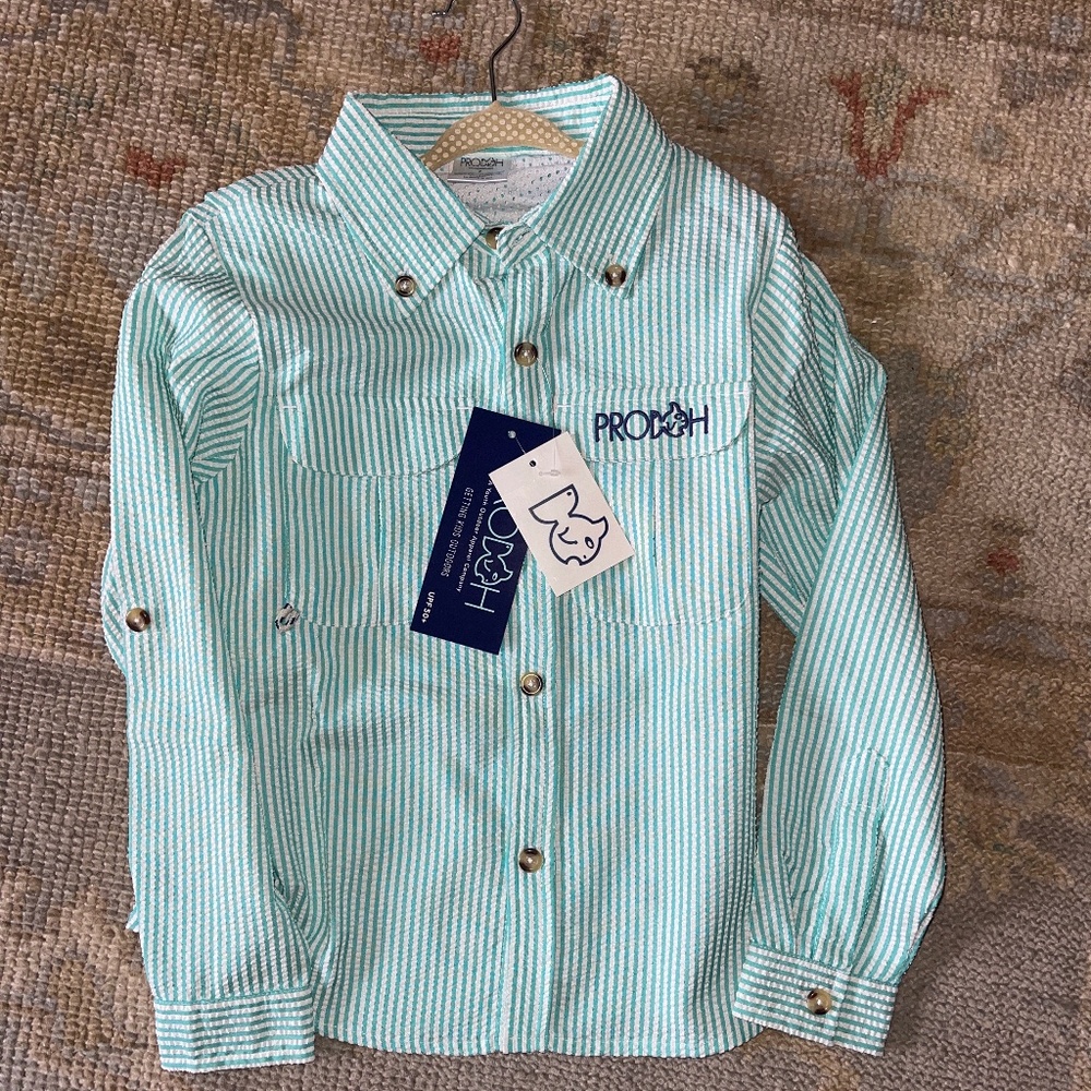 NWT Prodoh seersucker button down